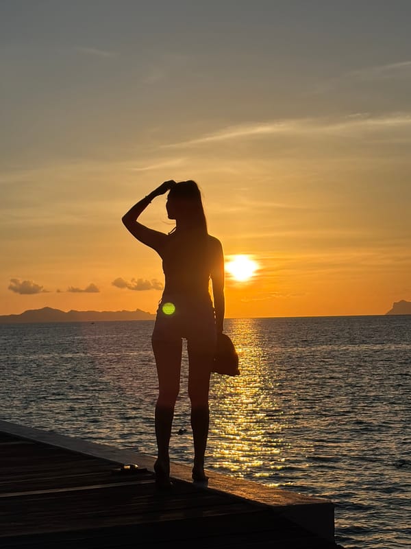 Sunset afternoon on a Koh Samui pier, fishing and golden light