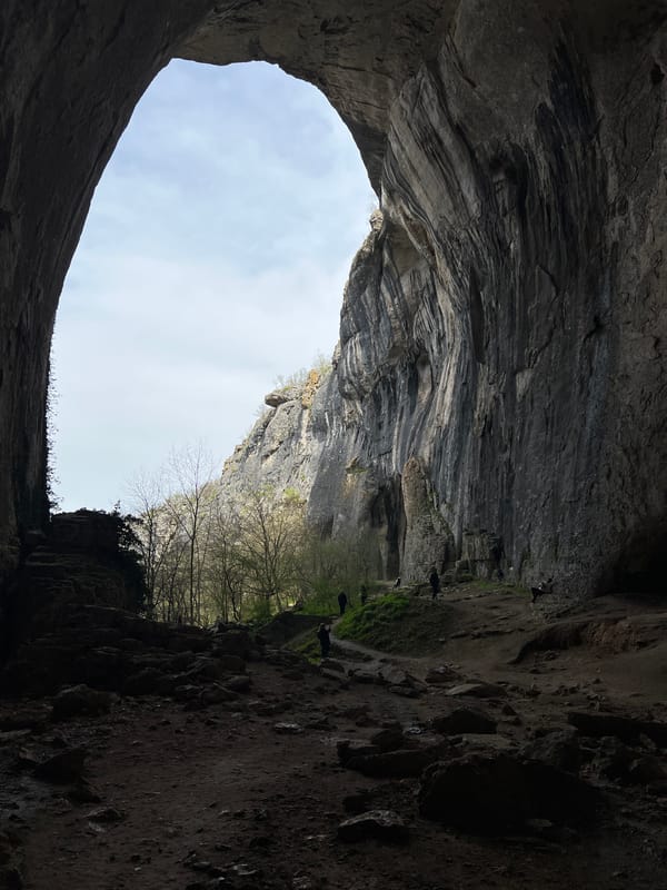 Tourist captures geological formations inside Devetashka Cave, Bulgaria