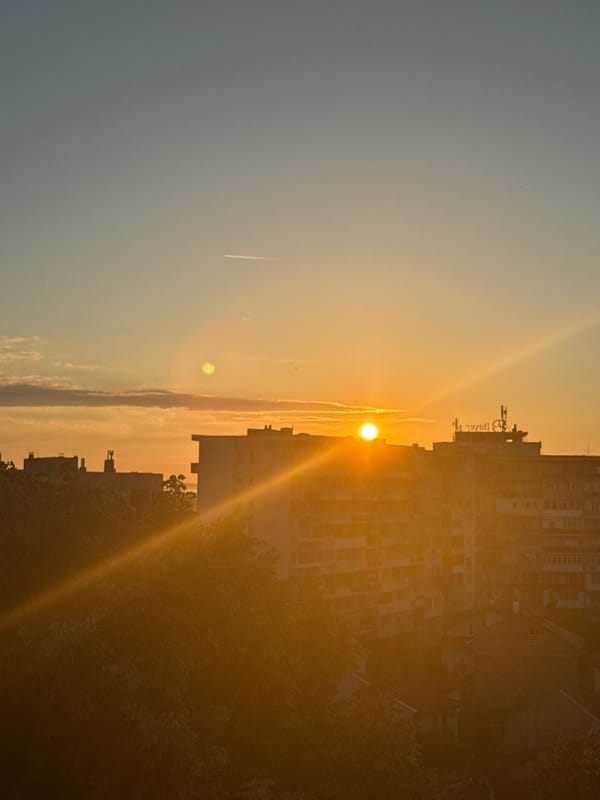 Dawn breaks over Dobrich skyline, captured in sunrise series