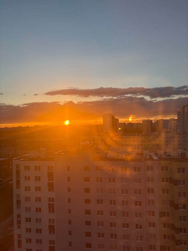 Evening domestic life documented in Vsevolozhsk during golden hour