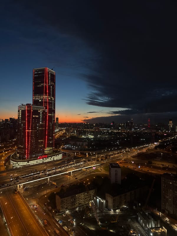 Evening views across Khimki from multiple perspectives