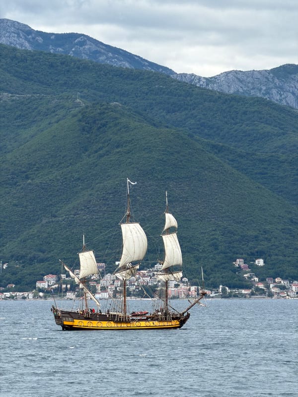 Historic tall ship spotted sailing Montenegro's Bay of Kotor