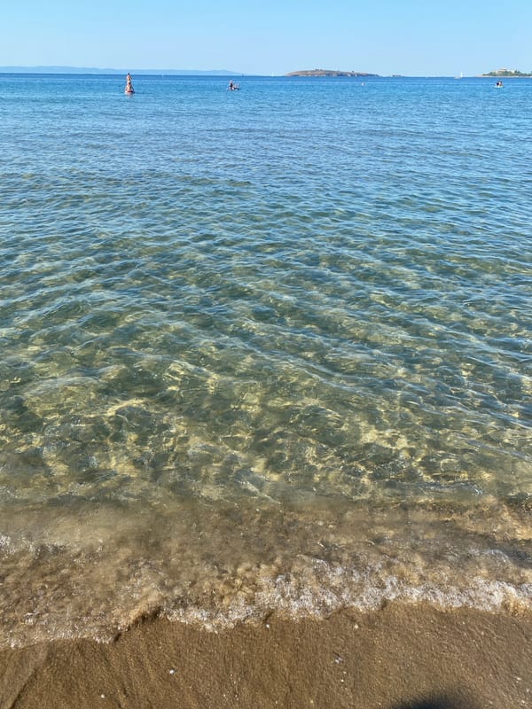 Lazy beach afternoon in Sozopol with watermelon and calm seas.