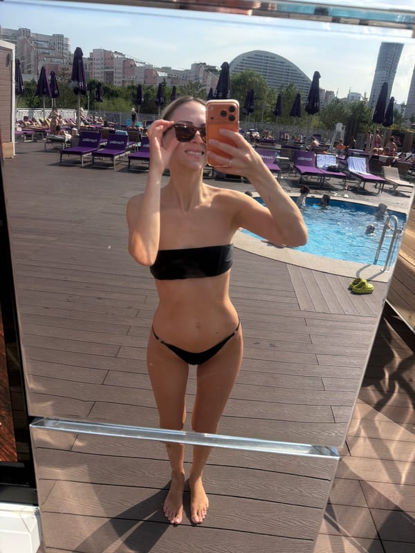 Summer day at a Khimki outdoor pool complex