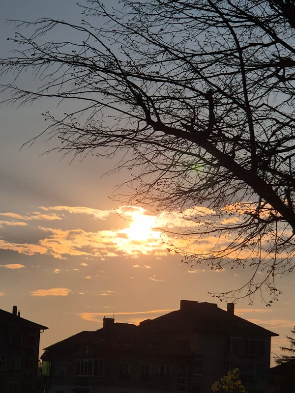 Sunset documented through multiple photographs in Pavlikeni, Bulgaria