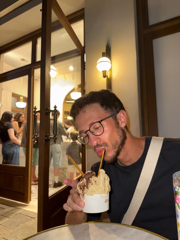 Busy night at Gelaucci gelato shop in Tel Aviv