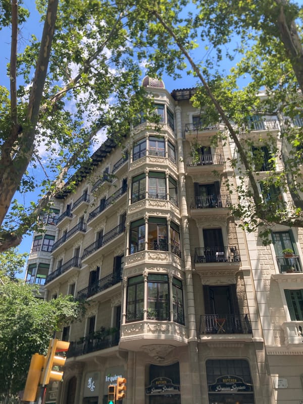 Barcelona street-level architecture tour on a clear June morning