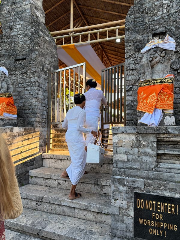 Ceremony, wildlife, and ocean views at a Kuta Selatan temple