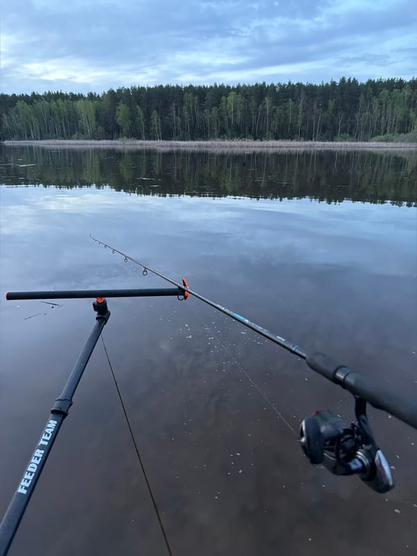 Evening fishing session documented at Chaikovsky lake