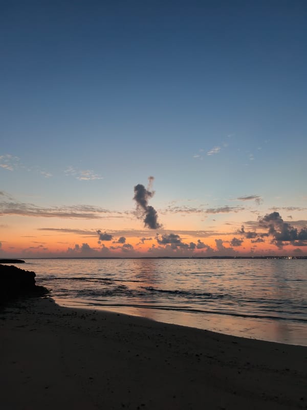 Sunrise or sunset colors over a Miyakojima beach