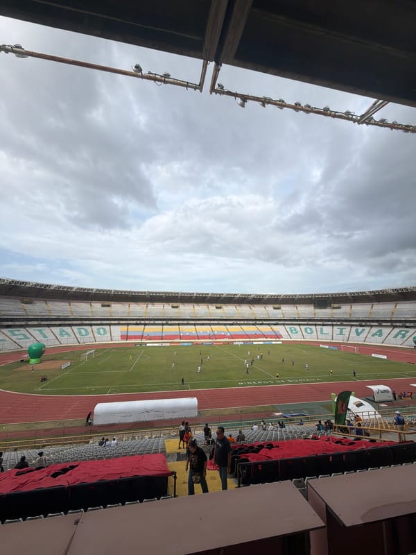 Soccer match underway at Cachamay stadium in Ciudad Guayana