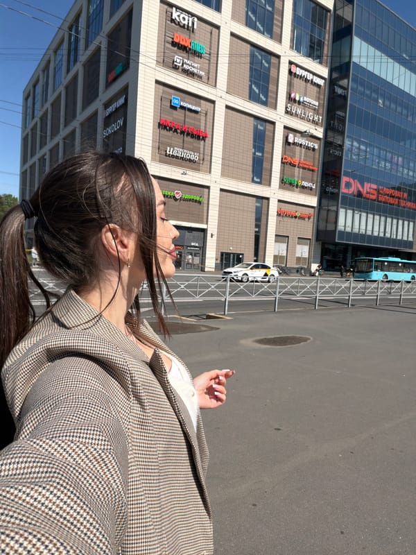 Woman photographed multiple times on Saint Petersburg street