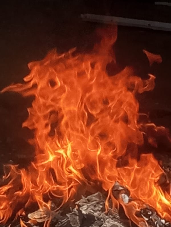 Fire burns debris in Gura Top, Nigeria