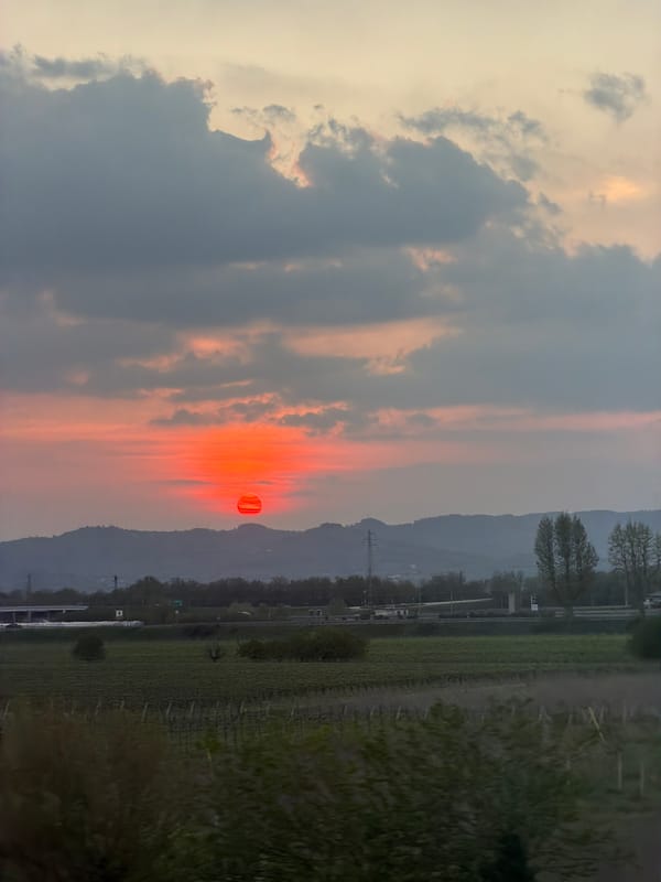 Sunset captured from vehicle in Altavilla Vicentina, Italy