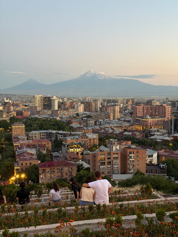 Yerevan skyline with Mount Ararat fading into the haze
