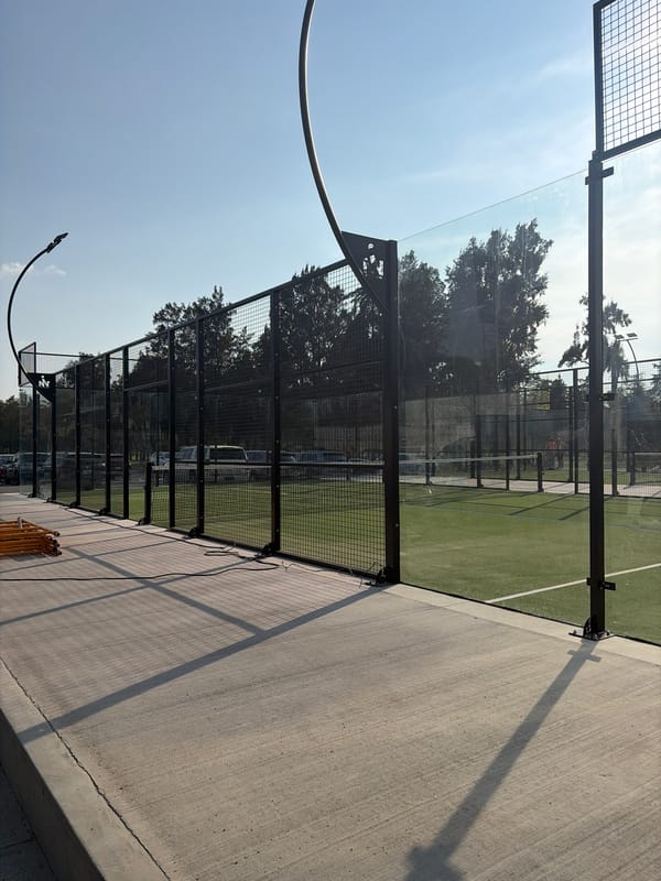 Evening documentation of paddle tennis courts in Puebla, Mexico