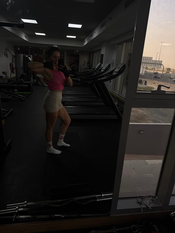 Woman takes selfie at Dubai fitness center