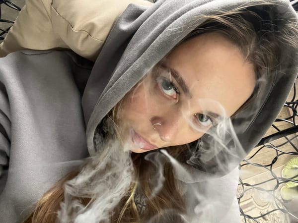 Young woman documents afternoon vaping session in rural Russia