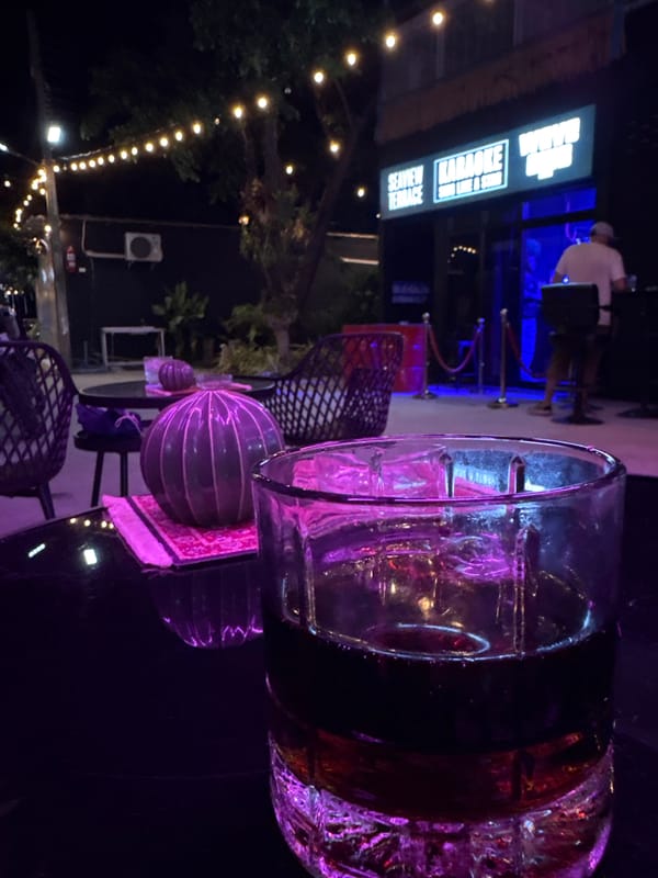 Evening drink captured at Thailand karaoke establishment