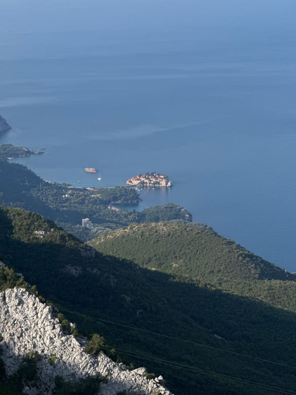Coastal and inland views around Sveti Stefan, Montenegro
