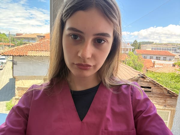 Medical students take selfies during classroom break in Bulgaria