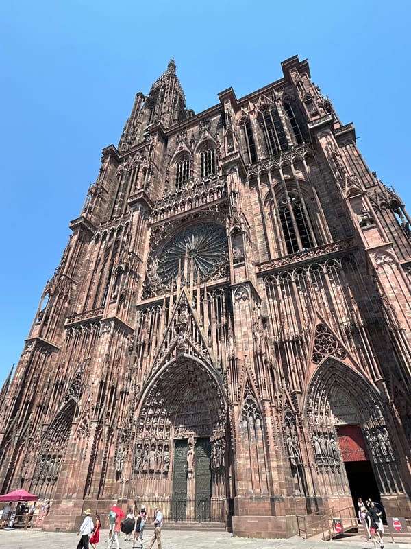 Strasbourg's Gothic cathedral and old-town streets on a sunny afternoon