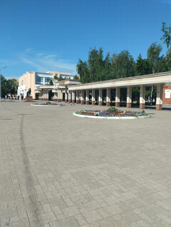 Morning documentation of central Kostanay public squares and buildings