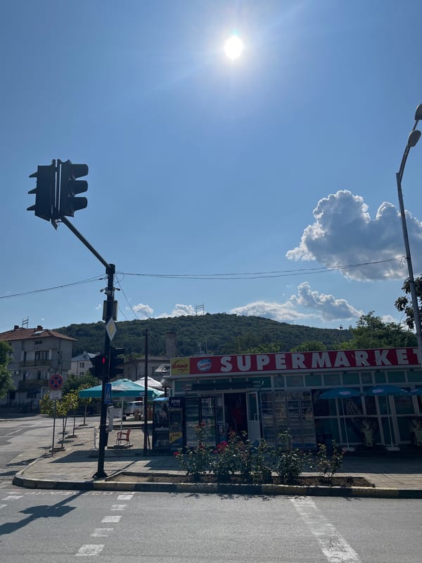 Midday street scenes along Obzor's main pedestrian area