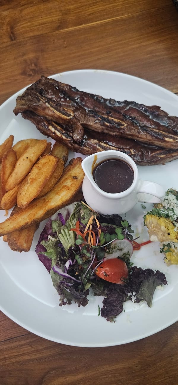 Lunch spread at a steak restaurant in Bekasi