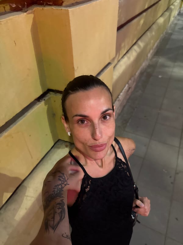 Dusk portraits in a Pleven public square, June 2026