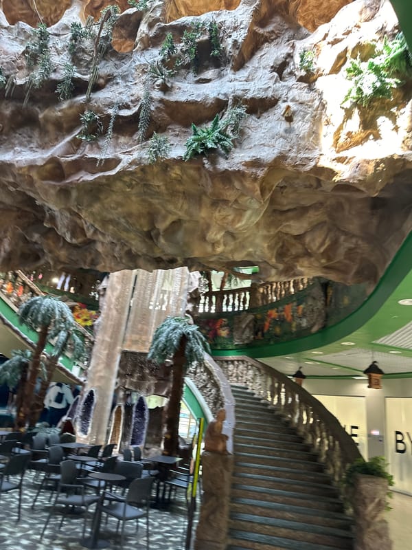 Inside a jungle-themed exhibit in Kyiv