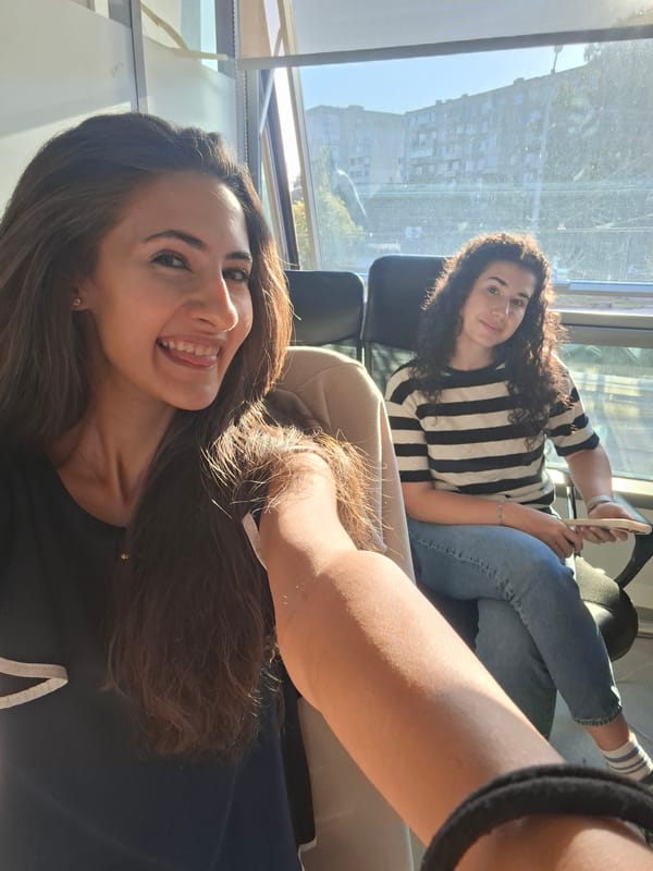 Selfies and casual shots across a city morning