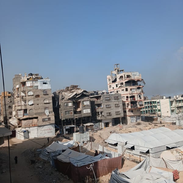 Gaza City shows extensive destruction with refugee camps among ruins