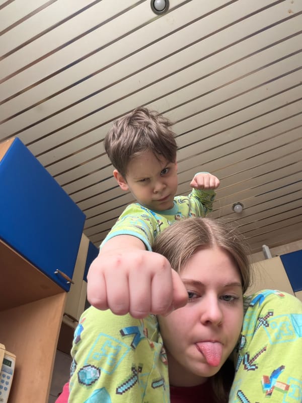 Children in Minecraft pajamas play for camera in Perm