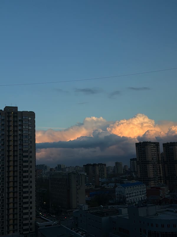 Dramatic clouds observed over Rostov-on-Don cityscape