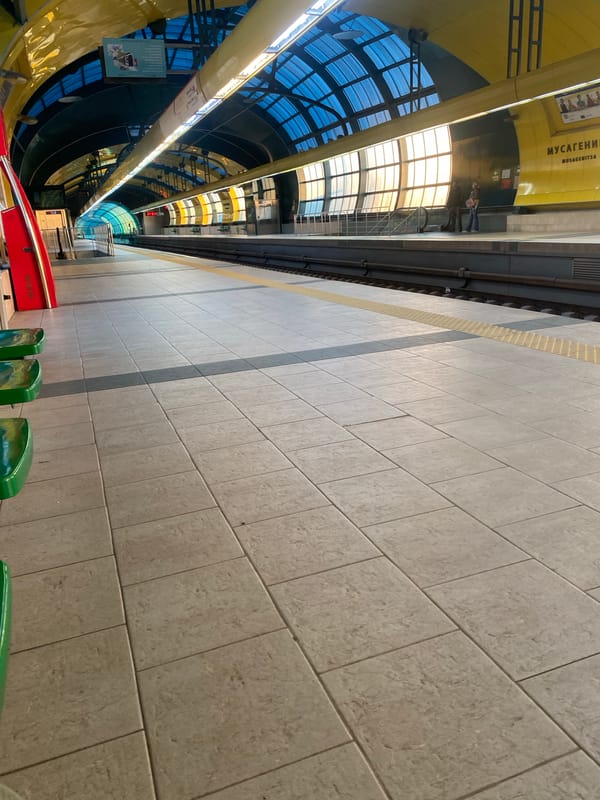 Metro station interior photographed in Sofia, Bulgaria