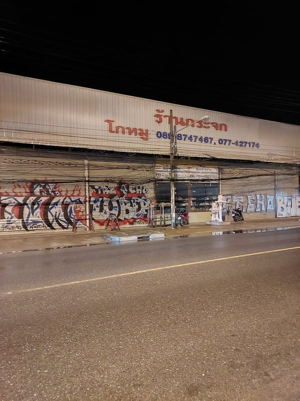 Rainy night in Baan Mae Nam — markets, durians, cats, and wet streets