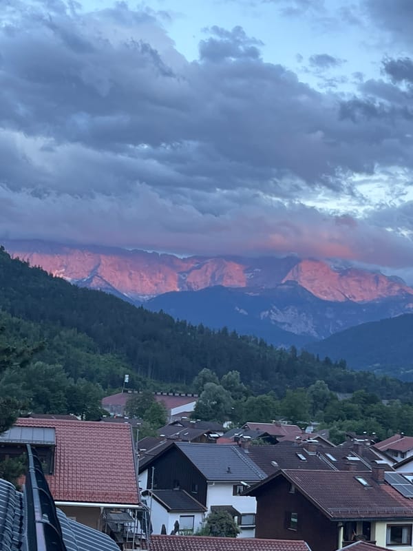 Sunset over Garmisch-Partenkirchen and the Bavarian Alps