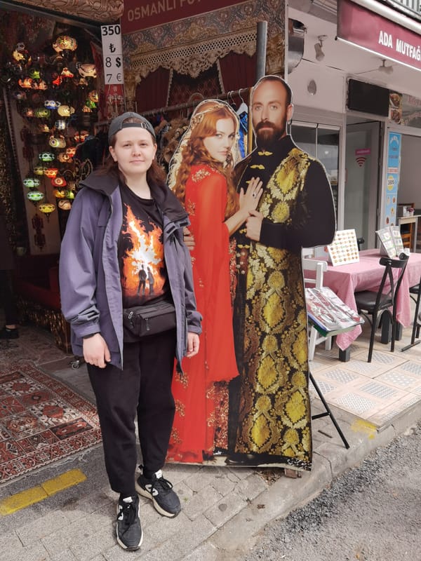 Tourist enjoys Ottoman displays at Prince Islands attraction