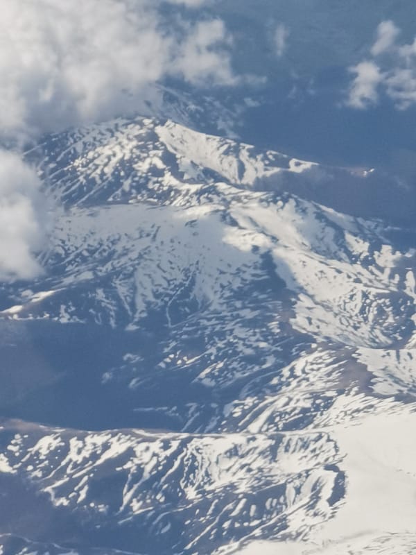 Passenger documents aerial views of Bulgarian landscape from aircraft