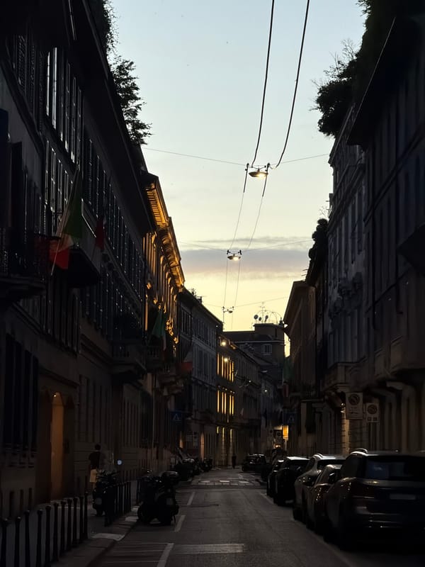 Evening scenes around the Duomo in central Milan