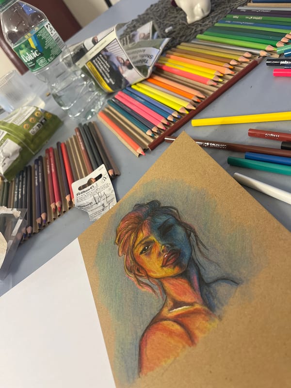 Artist's portrait work captured in Herford studio