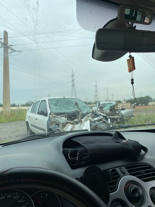 Multi-vehicle collision damages cars in Khemis El Khechna, Algeria