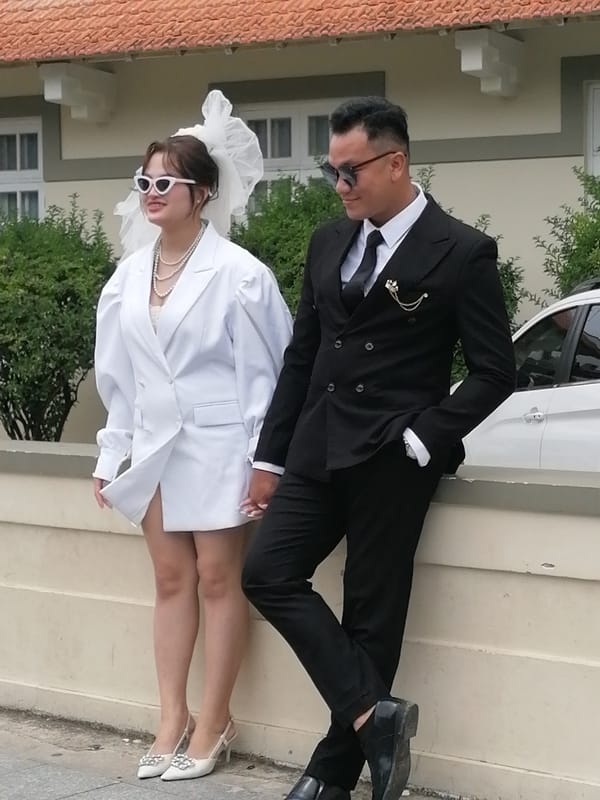 Wedding shoot on the streets of Da Lat, near Du Parc Hotel