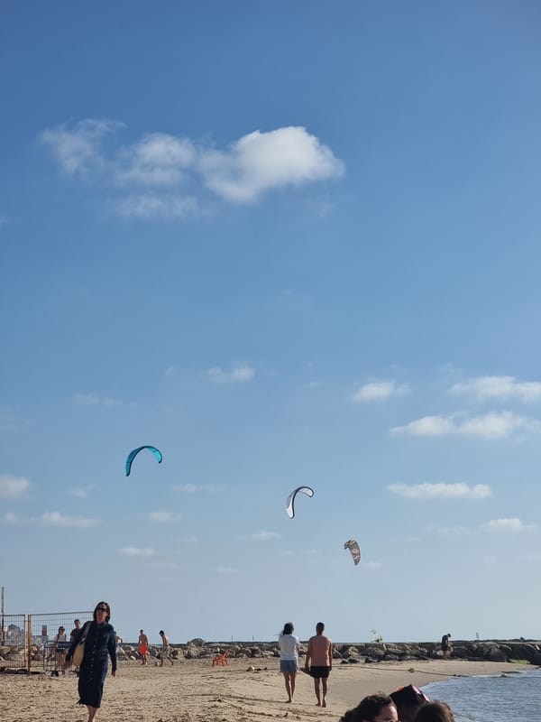 Sunny afternoon beach visit documented across Tel Aviv waterfront