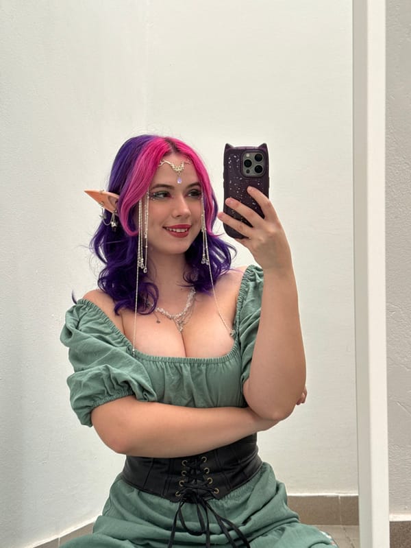 Fantasy-costumed woman takes elaborate selfies in Zagreb