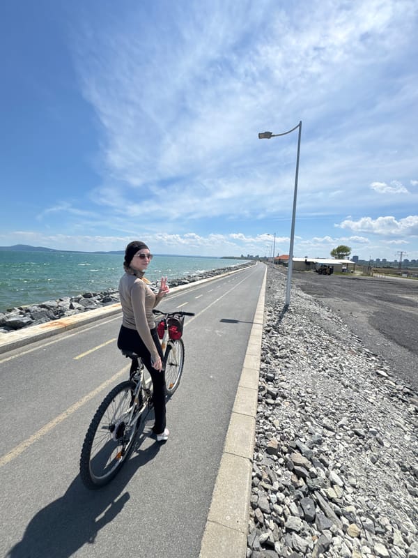 Cyclist observed on seaside path in Burgas, Bulgaria