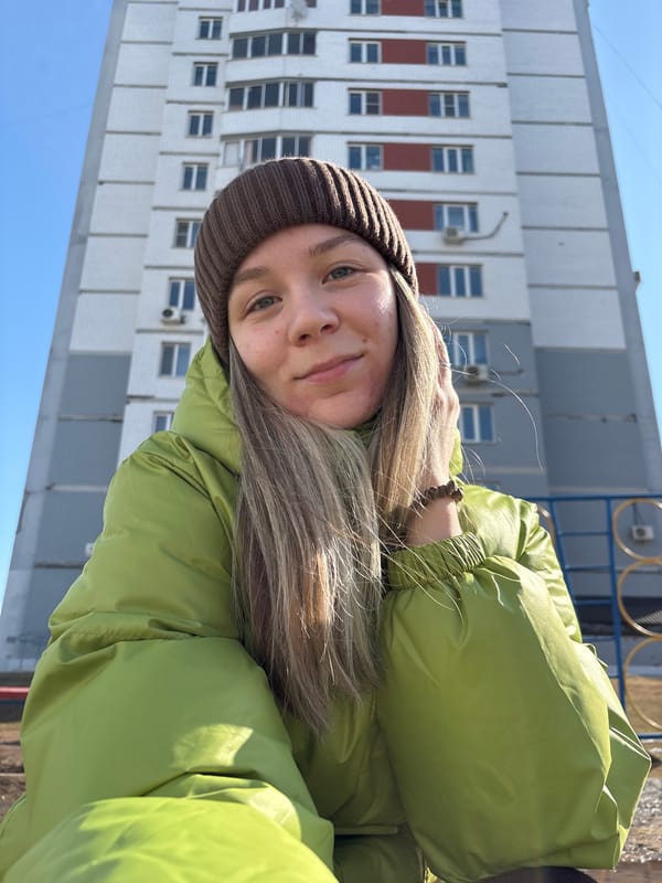 Young woman in winter clothing photographed in Izhevsk