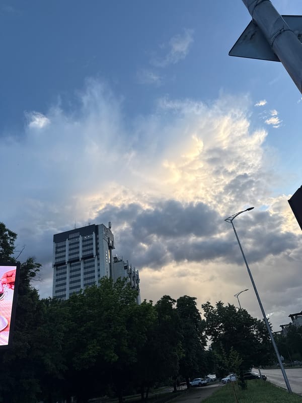 Overcast sky observed over Plovdiv cityscape Saturday evening