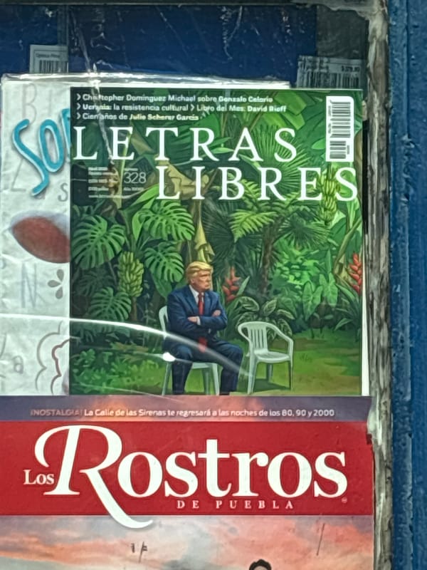 Street newsstand in Puebla displays local magazines